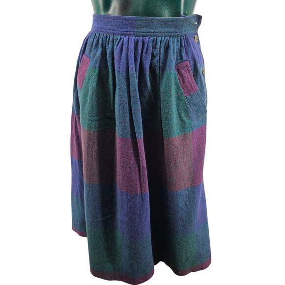 Vintage Liz Claiborne Wool Blend Check Plaid Pleated Midi Skirt Size 4 S 3830 - Picture 1 of 9